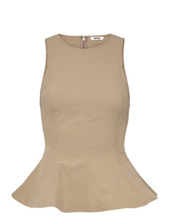 Monki Fitted Nylon Peplum Top - Beige - 34