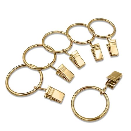 Förpackning med 20 Metall Klämma Gardinringar Hängande - Innerdiameter: 35 mm för Gardinstång Heminredning, (Ljusguld)