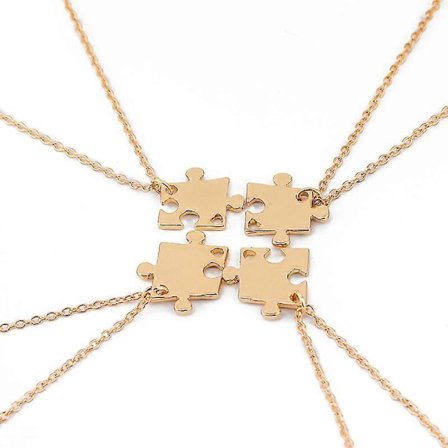Puzzle halskæde til bedste venner 4-pak guld