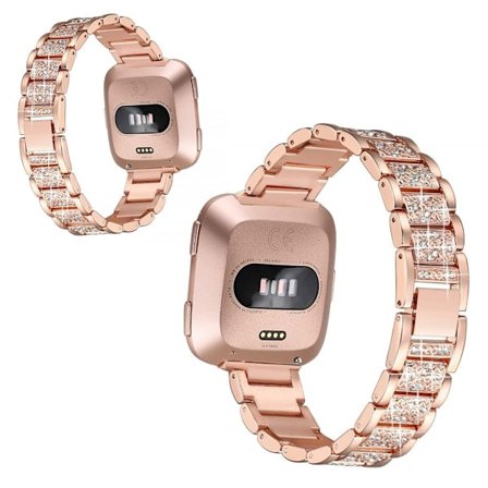 Fitbit Versa rhinestone décor watch band - Rose Gold