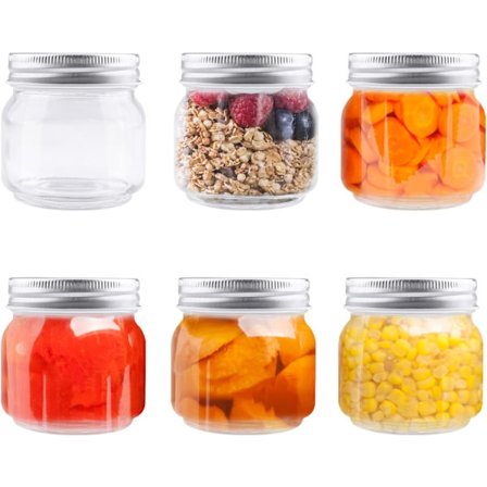 Glasburkar, 6 glasburkar med låg, perfekt til babymad og madpakker (250 ml)