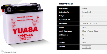 Batteria Convenzionale Yuasa – Cerca per Moto - Peugeot Elystar 125 2002-2010