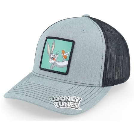 Looney Tunes - Grå trucker Caps - Bugs Bunny With Carrot Heather Grey/Black Trucker @ Hatstore
