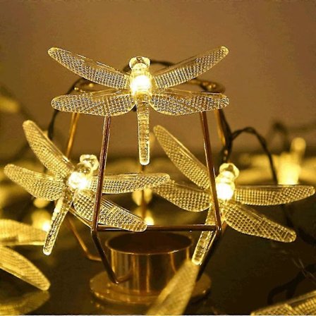 50 LED Solcellsslinga Utomhus Dragonfly Fairy Lights med 8 Ljuslägen Vattentät Belysning