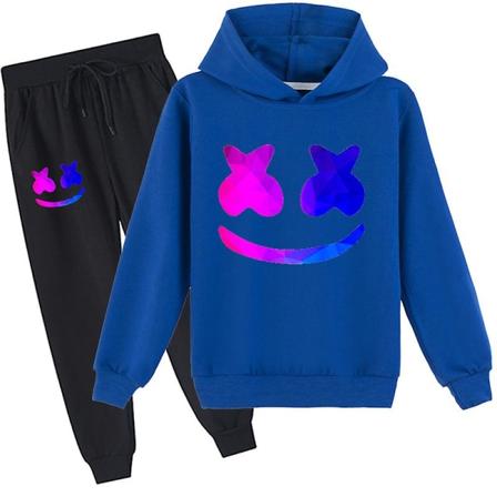 Marshmello Cotton Candy Dj Middle School hættetrøje+ sæt til drenge og piger navy blue 170cm