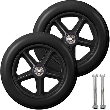 8 tommers hjul foran, 2 stk erstatningshjul for rullestol, sklisikre solid dekk, 190 mm grå i svart svart
