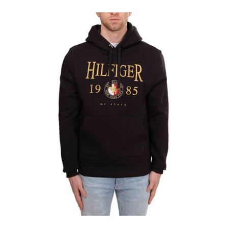 Tommy Hilfiger Hooded sweatshirt and logo , Zwart , Heren , Maat: M