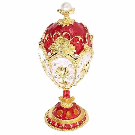 Smykkeorganisator Egg Samleobjekt Emaljert Påskegg Vintage Fabergé Stil Diamant Pyntboks Dekorasjon Gave
