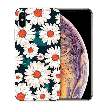 Blødt etui med mønsterprint til iPhone XS - Hvid Marguerit
