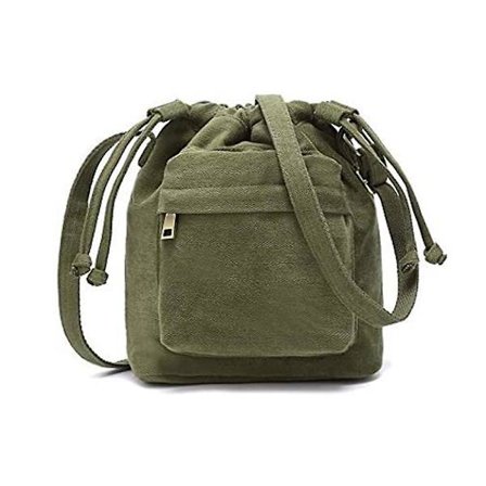 Dragkedja Hink Väska För Kvinnor Söta Liten Canvas Crossbody Väska Svart