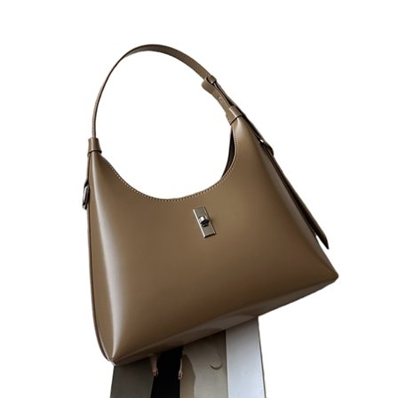 Mjölktefärgad Äkta Läder Handväska 27x8x16cm Mångsidig Axelremsväska