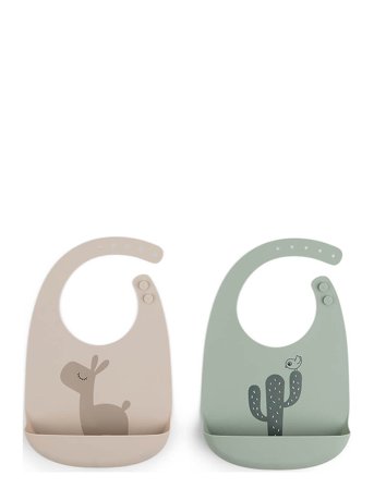 Done by Deer Silicone Bib 2-Pack Lalee Sand/Green - Multi/patterned - 27X 19X 3.5CM