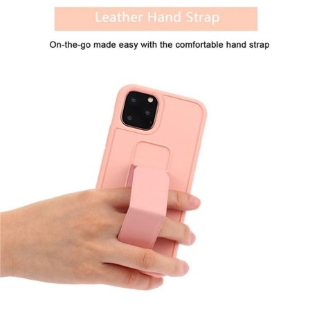 Handrem Metall stativfodral för iphone 11 rosa