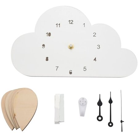 Nordisk tre regndråpe klokke barnerom dekorasjon søt klistremerke veggklokke regnbuefarget basswood farge