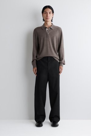 COS Men's Polo In Lana Merino in Marrone