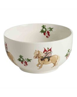 Kulho, jossa on käsinpiirretty joulukuvio, 1 kpl Valkoinen