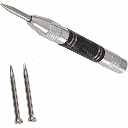 Automatisk centrumpunsch, 5 tum automatisk centrumpunsch markör skrivare fjäderbelastad centrumpunsch, justerbar spänning, med 2 ersättningsspetsar