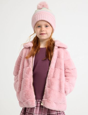 Lindex Jacket Fake Fur - Pink - 104
