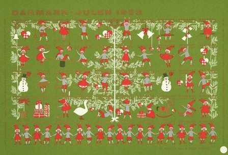 Danmark - julmärkeark 1963 - Utakket - Ufoldet