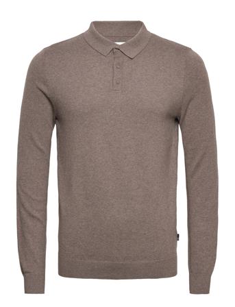 Lamon Cashmere Polo Knit Knitwear Long Sleeve Knitted Polos Beige Kronstadt*Betinget Tilbud