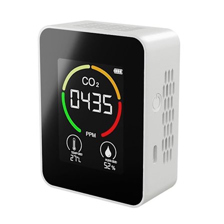 CO2-luftdetektor, kuldioxiddetektor, landbrugsproduktion, drivhus CO2-monitor, hvid