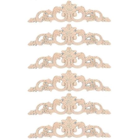 Yhteensopiva 6 kpl:n kanssa, puinen koristelista, puinen applikaatio, puinen tarra, kaiverrettu, maalaamaton