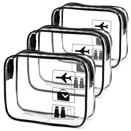 3-pack Toalettväskor, Transparenta, 1 Liters Väska Flygplan Handbagage, PVC Kosmetikväska, Rese Flygplatsgodkänd Väska
