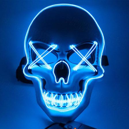 Led Mask Dödskalle Vit/blå
