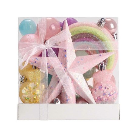 Julgransprydnader Regnbågsfärg Julgranskuleset med Julstjärna, splittringsfri Ha