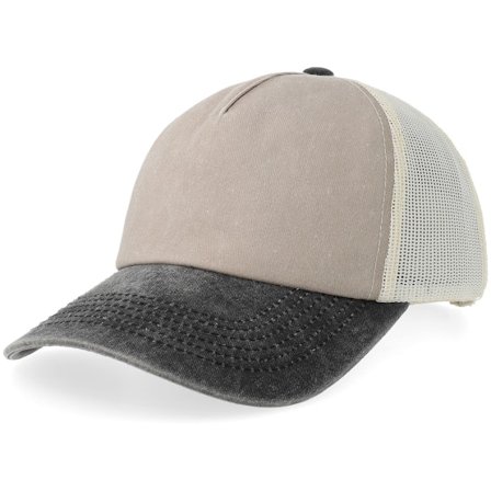 Equip - Beige - trucker - Cap - Stone/Black Pigment Washed Low Profile Golfer A-frame Trucker - Hatstore