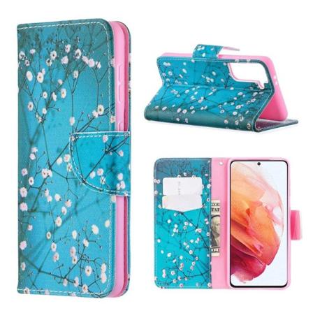 Wonderland Samsung Galaxy S21 flip etui - blommetræ i blomst Blue