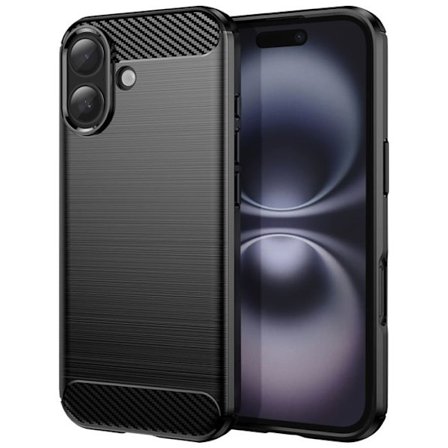 Silicone cover til iPhone 17 med carbon-effekt, børstet tekstur, sort