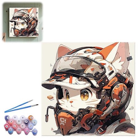 DIY Måla efter nummer-kit, Air Cat Force Astro Cat Enkla måla efter nummer-kit