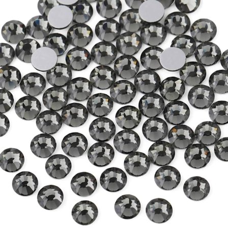 Flad Ryg Krystal Rhinestones Runde Stene til Neglekunst og Håndværk Lim Fix, Sort Diamant, 4mm