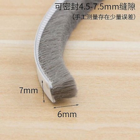 10m Borstlist Självhäftande Dörr Fönster Tätningslist Dörr Fönster Vindtät Dammljudisolering List Packning Hem 7*6mm