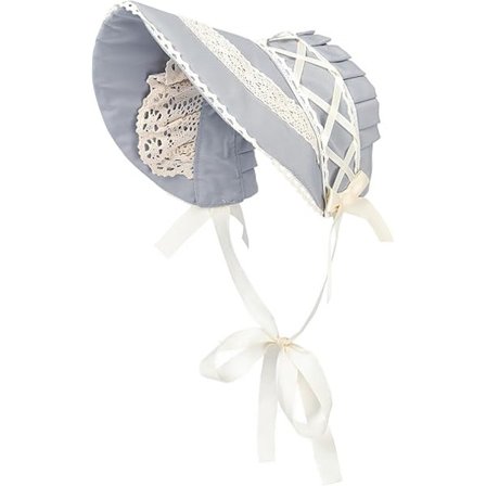 Viktoriansk Bonnet Kolonial Pionerhatt med Blonder for Te-Selskap Kostyme Solhatt for Kvinner