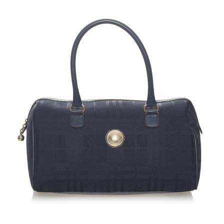 Burberry Vintage, Pre-owned Haymarket Check Canvas Boston Bag Blauw, Dames, Maat:ONE Size
