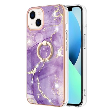 TPU Skal iPhone 15 Ringholder Lilla Marmor