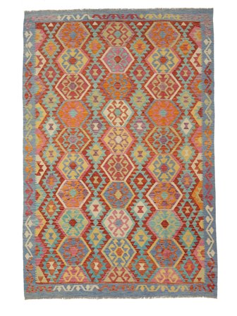 200X290 Tapis D'orient Kilim Afghan Old Style Marron/Vert (Laine, Afghanistan)