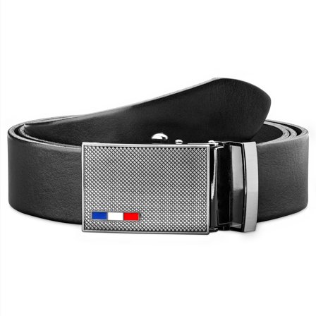 Cintura in pelle pieno fiore nera con blocco automatico per uomini - Cinture in pelle