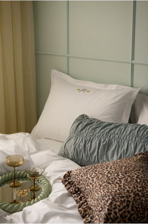 Staycation - Hotel-pudebetræk Careful Monogram Hotel i bomuldspercale - Hvid - Hovedpuder - 65X90 - Fra Homeroom