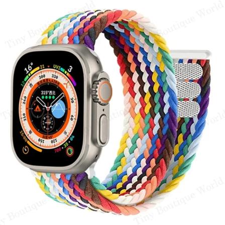 Punottu Solo Loop -ranneke Apple Watch Ultra -kellolle 49 mm, 45 mm, 41 mm, 44 mm, 40 mm, 42 mm, iWatch -sarja 9, 7, SE, 8, 6, 5, 4, 3 -ranneke Pride 