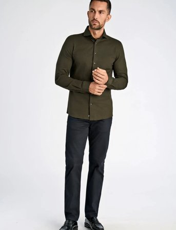 Lindbergh Black Piqué Knitted Shirt L/S - Green - M