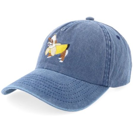 Iconic - Blå unconstructed Keps - Banana Suite Dog Vintage Washed Blue A-frame Dad Cap @ Hatstore