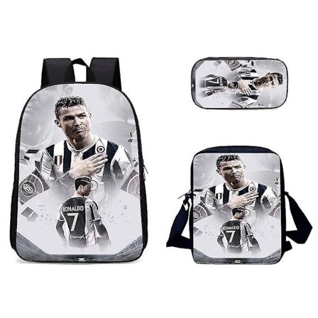3 Pcs/set Cristiano Ronaldo Backpack Oxford Satchel Ins School Bag With Pencil Bag Messenger Bag