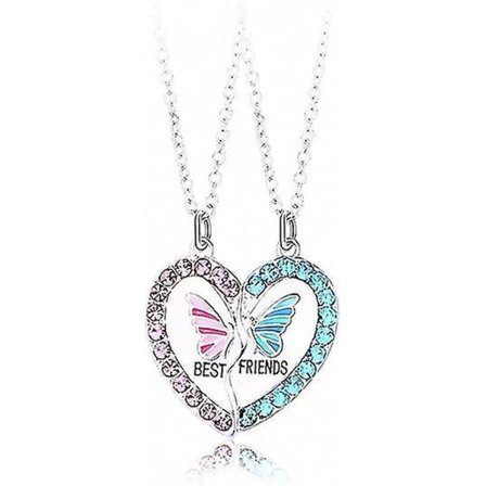 Bedste veninde halskæde til 2 piger Magnetisk matchende venskabshalskæde Halvt hjerte vedhæng Bff halskæder til søster SHZnv