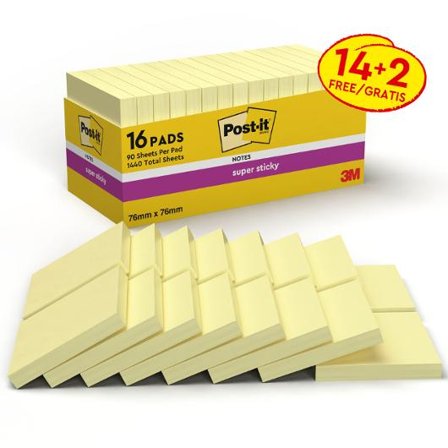POST-IT Super Sticky 76x76mm gul 16/fp - Lyreco - Kontorsmaterial - Notes och Post-It - Notes - Extra sticky