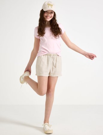 Lindex Shorts Linen Blend - Cream - 140