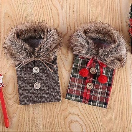 Joulupullonpäälliset Koristeet (2 kpl:n setti) - Pestävä kudottu pöytäkoriste (FMY)