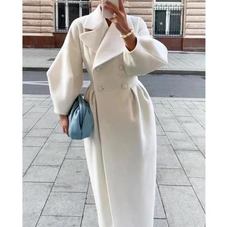 Damer Enfärgad Dubbelknäppt Lapel Coat Cardigan Jacka